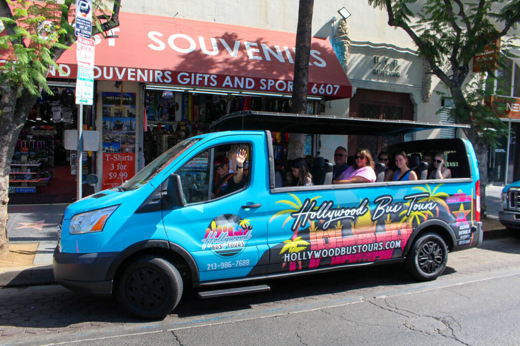 hollywood bus tours van on hollywood boulevard