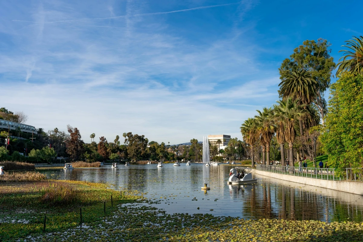 Echo Park Lake pedal boats recreation LA