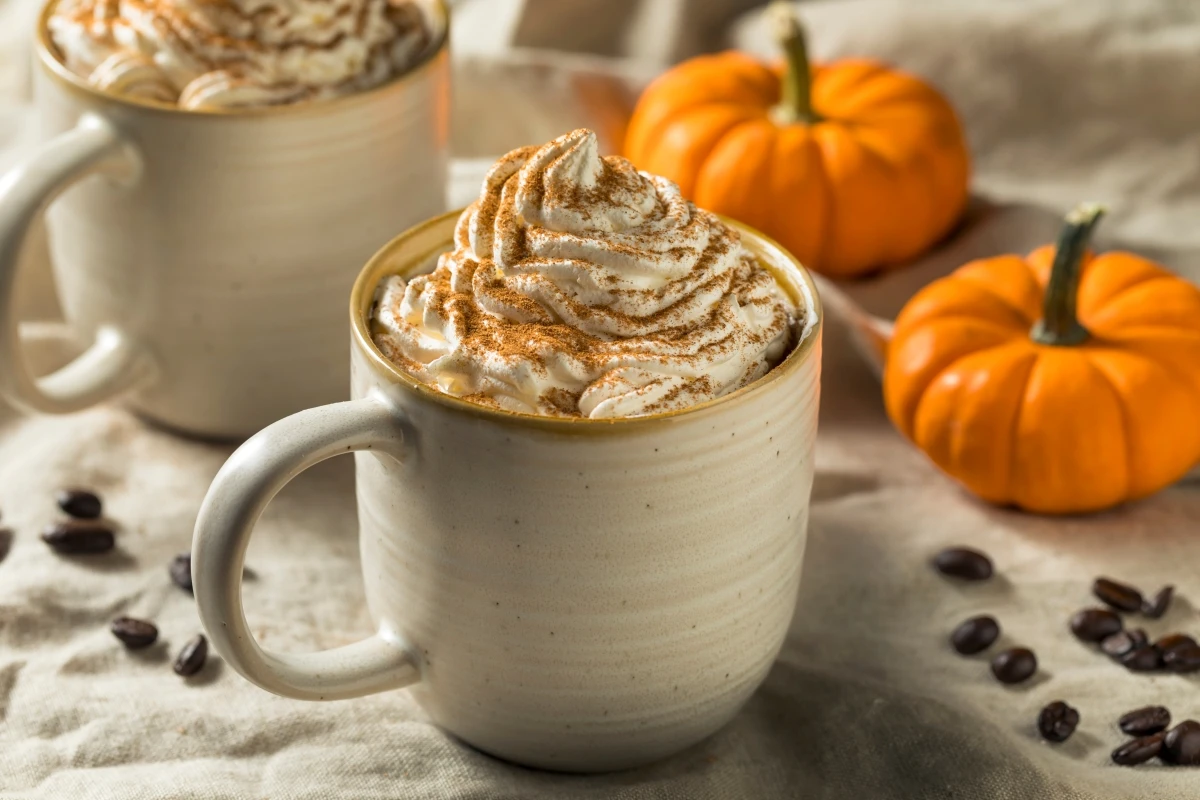 Autumn pumpkin spice coffee beverage