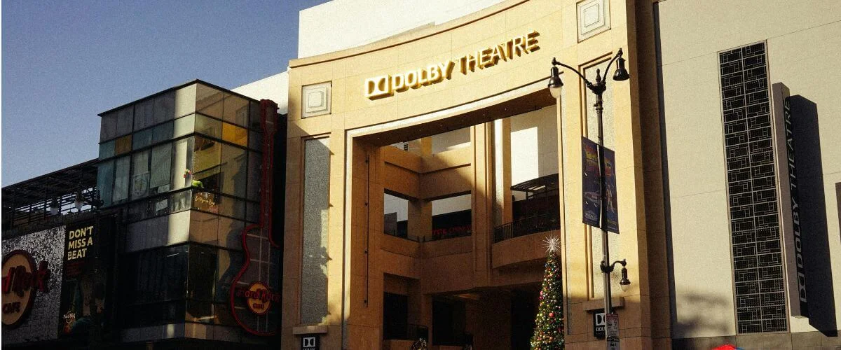 Exterior view of the Dolby Theatre in Hollywood on Hollywood Boulevard during daytime