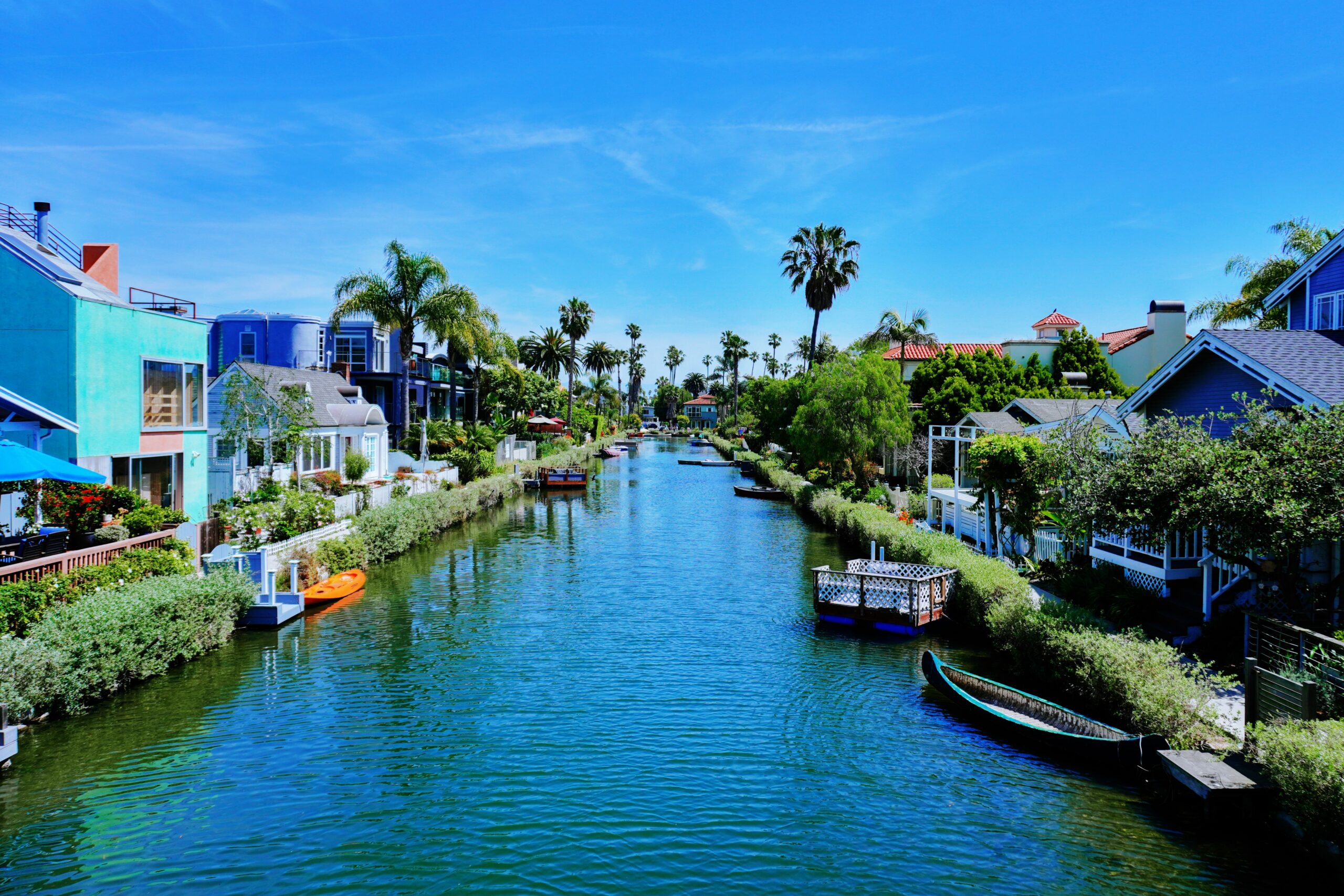 The Venice Canals in the Venice Canal Historic District of Los Angeles